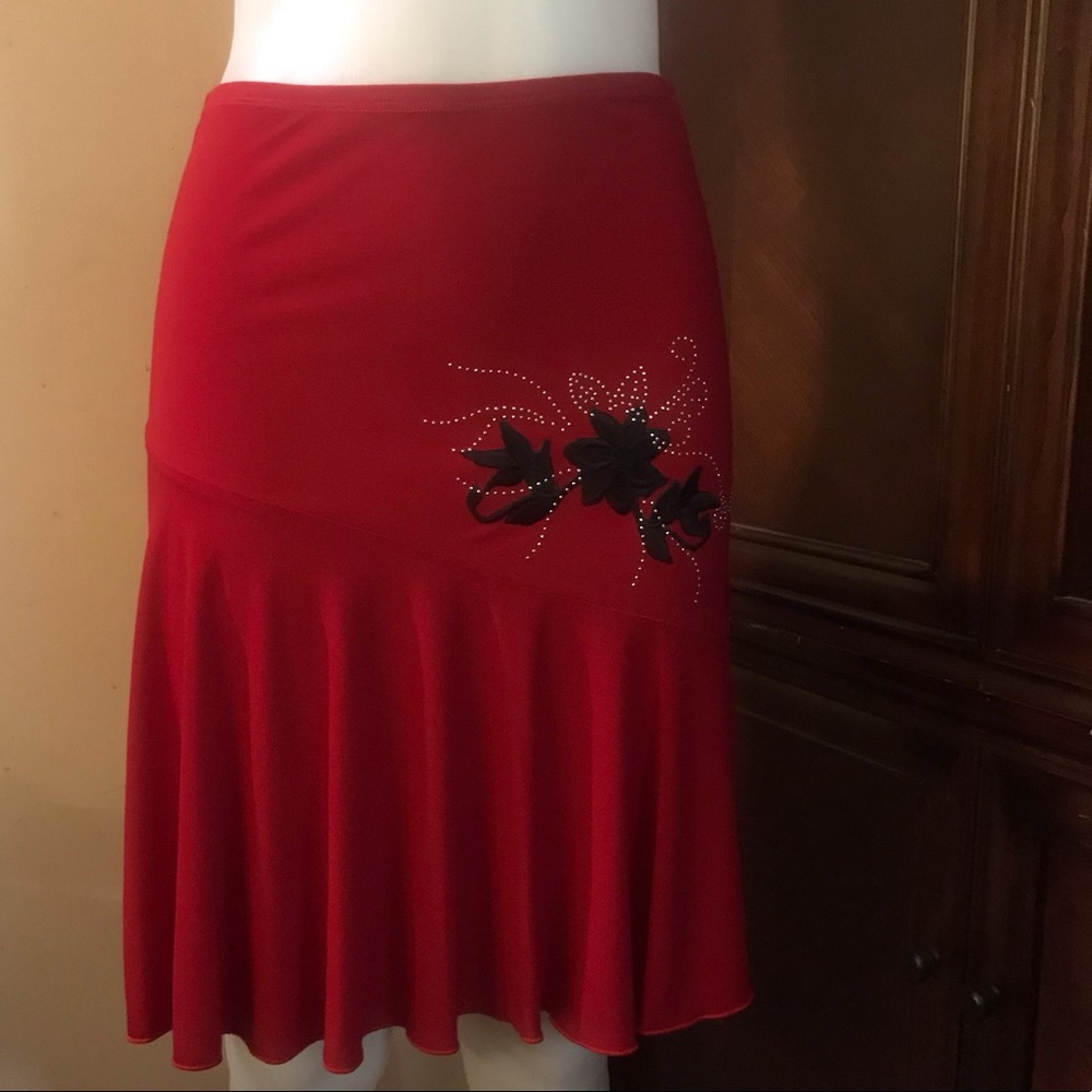 🆕 Solar Collection USA Red Midi Skirt-Med